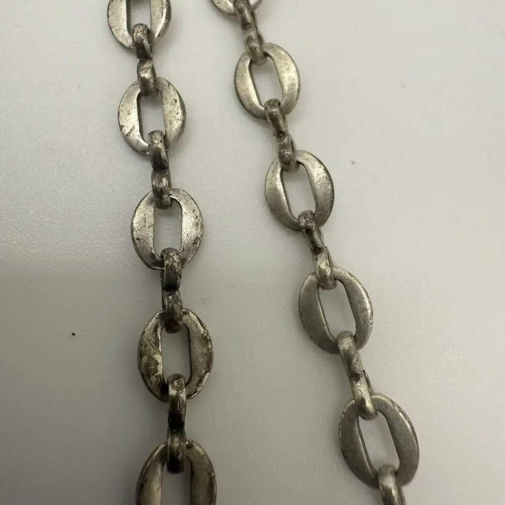 Purple‎ Beaded Necklace Silver Tone Asymmetrical Adjustable 27-30”